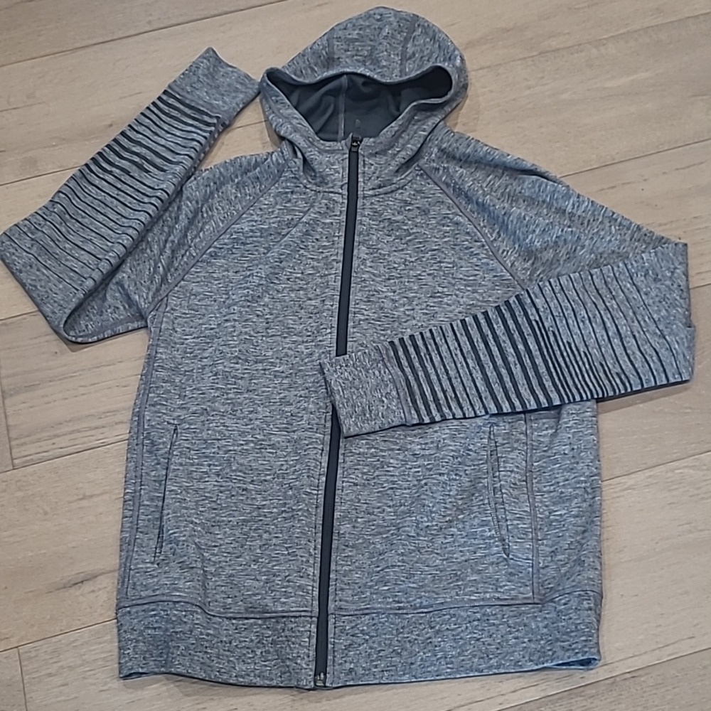 Brooks Jacket Women's Medium Full Zip Grey Run Happy Hooded Activewear Jacket